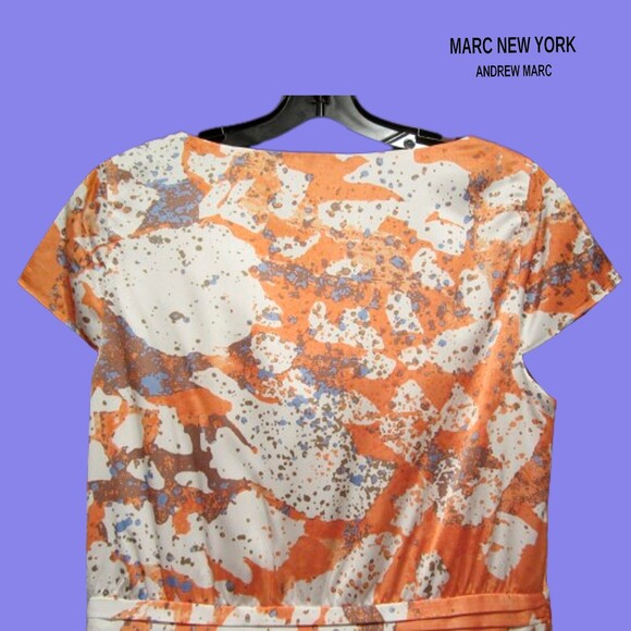 MARC NEW YORK NEW Abstract Watercolor Art Cowl Neck Pleated Dress 8 - Picture 9 of 11